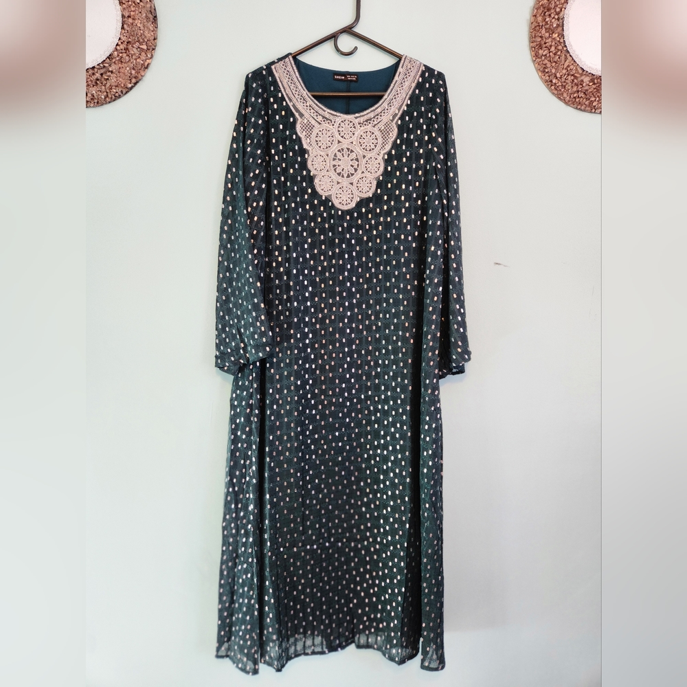 Long drak green dress